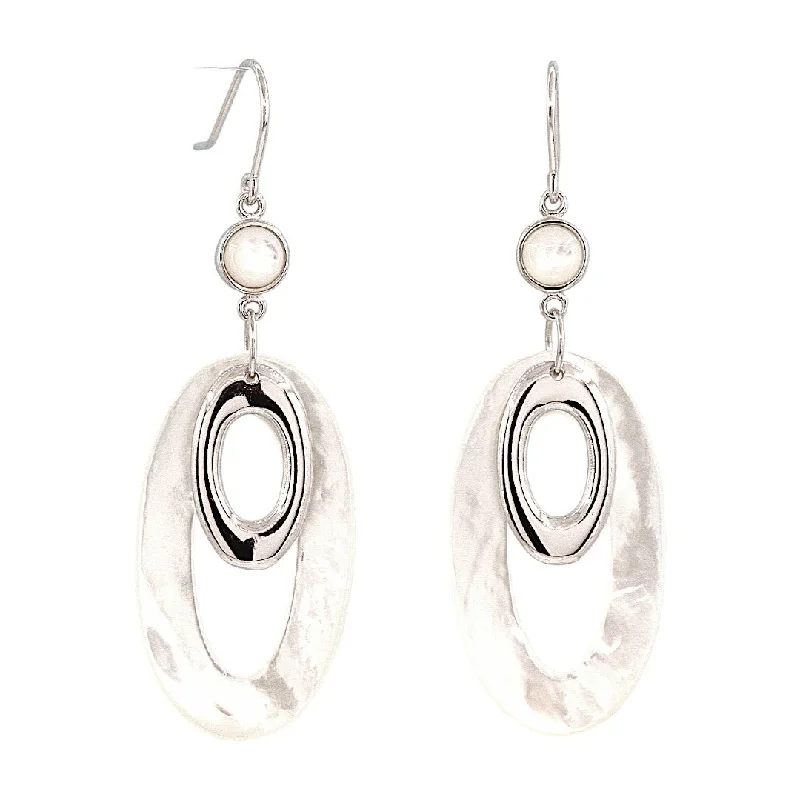 Statement earrings with rhinestone embellishments -Mother of Pearl Earrings