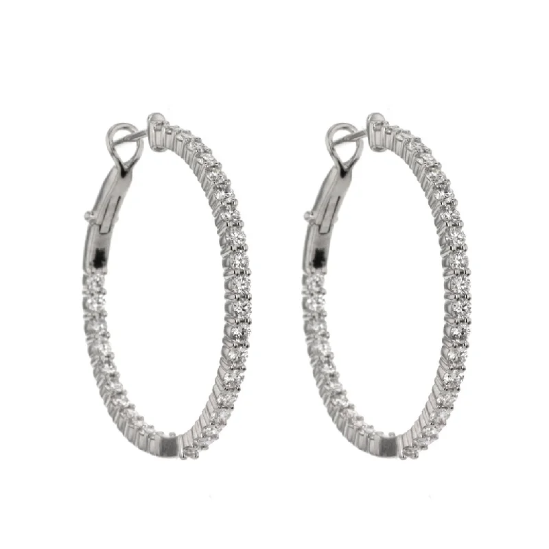 Handmade stud earrings for unique fashion -2.95 ctw Diamond 1.20" Inside-Out Hoop Earrings | M10275492