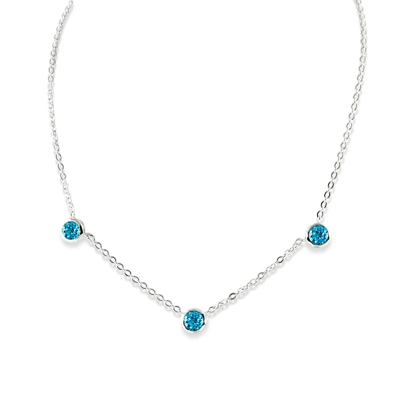 Diamond necklaces for special occasions -Bezel Set Blue Topaz Necklace, Sterling Silver