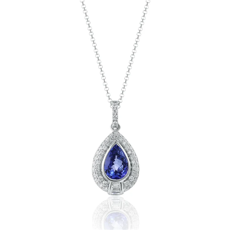 Silver pendants with crystal embellishments -Luvente 1.32ct Tanzanite & Diamond Necklace N02405