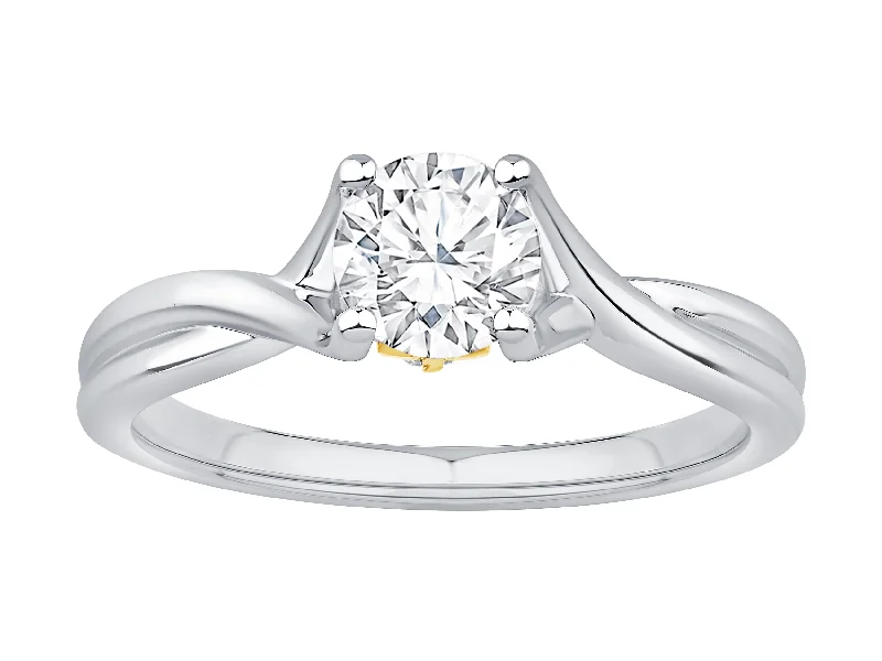 Simple and elegant diamond rings for refined beauty -14K White And Yellow Gold Diamond Engagement Ring (.78ctw)