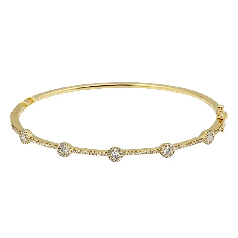 Handmade beaded bracelets-14K Yellow Gold Diamond Halo Bangle