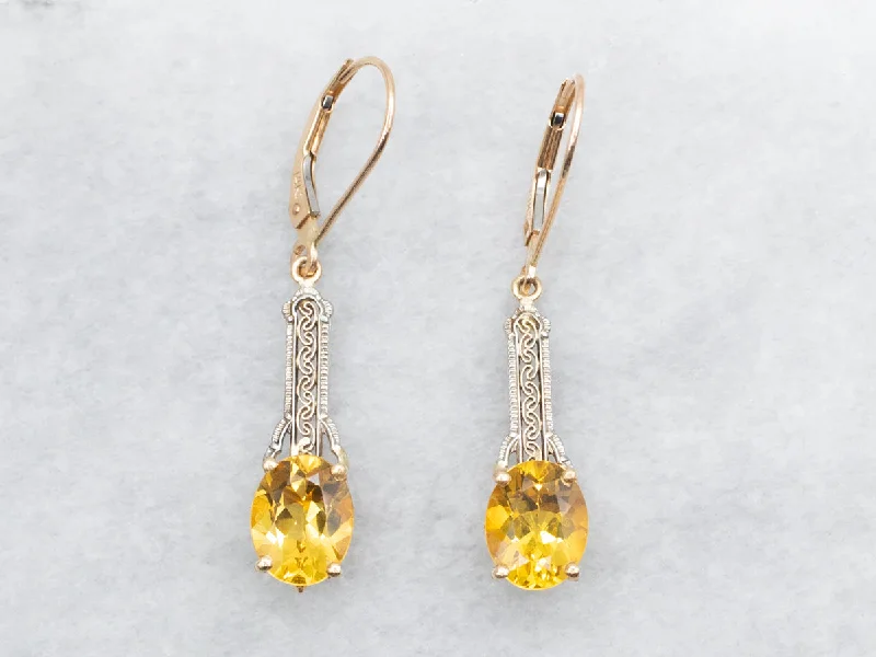 Custom diamond earrings for luxury gifts -Golden Beryl Drop Earrings