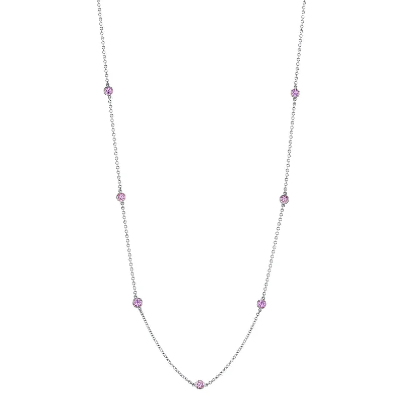 Classic pearl drop necklaces for evening elegance -Pink Sapphire By The Yard Style Chain Necklace