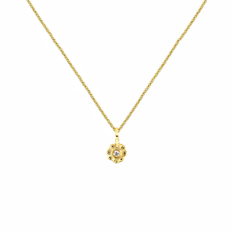 Elegant ruby necklaces for a touch of luxury -18 Karat Yellow Gold Flora charm with Diamond