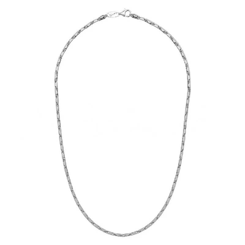 Custom engraved necklaces for unique gifts -Solid Bullet Chain Necklace, 24 Inches, Sterling with Rhodium Plating