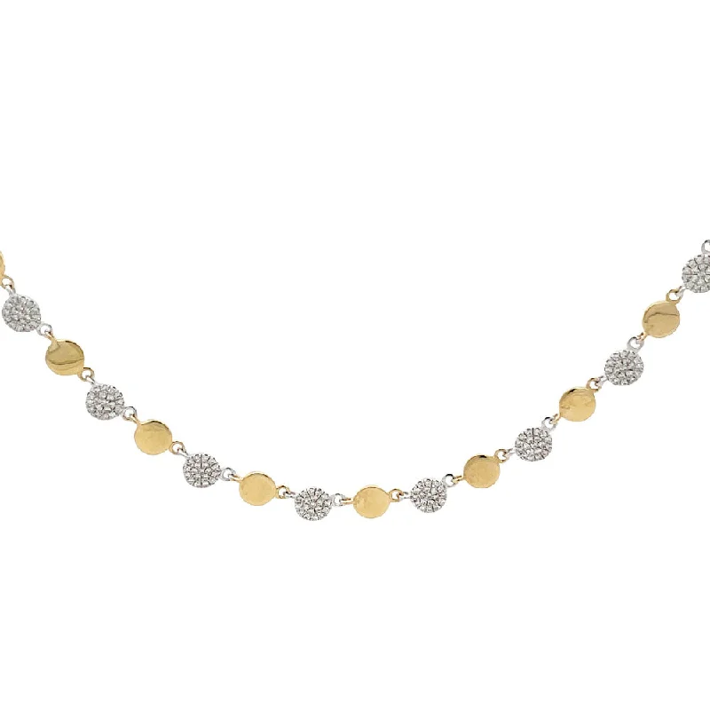 Custom animal pendant necklaces for nature lovers -14 Karat Yellow and White Gold Alternating Disc Necklace with Diamonds