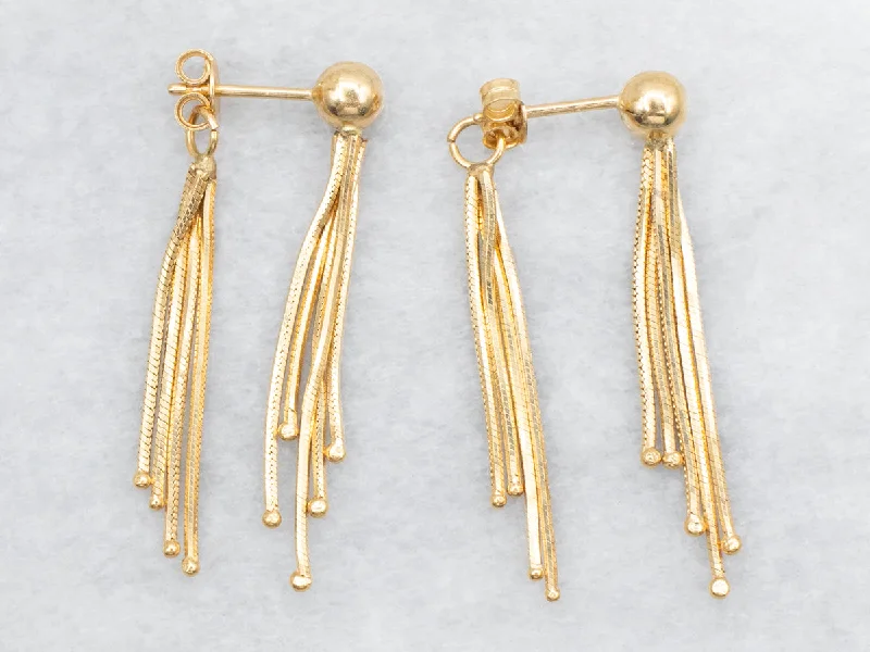 Elegant crystal drop earrings for evening looks -Gold Ball and Tassel Drop Earrings