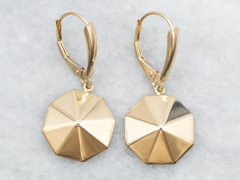 Silver stud earrings with diamond details -Octagonal Drop Earrings