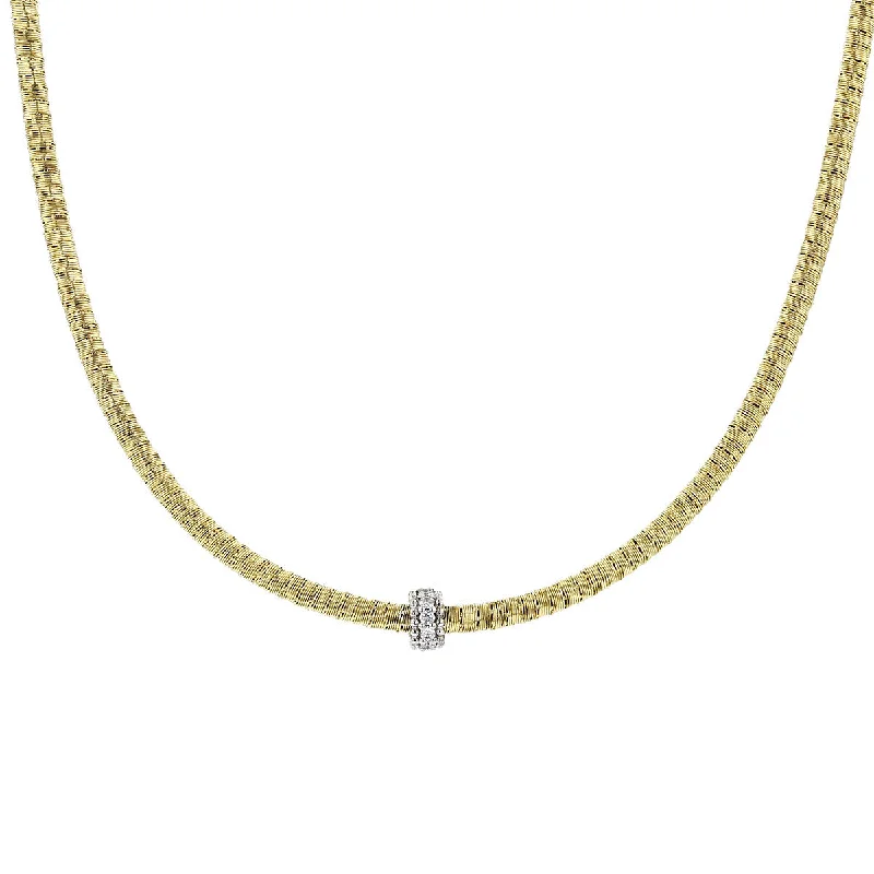 Boho crystal necklaces for free-spirited fashion -Necklace in Yellow and White Gold with Diamonds