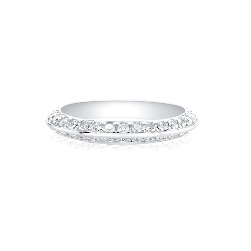 Colorful enamel rings for playful fashion -1.00 Cttw Diamond Double Pave 18K White Gold Estate Band