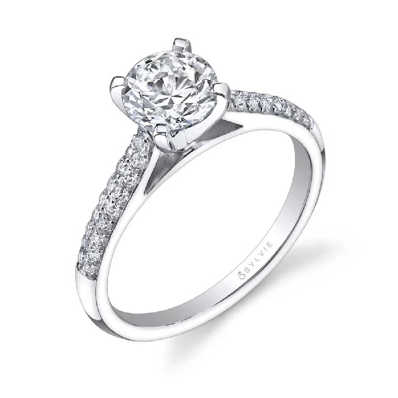 Elegant diamond rings with platinum bands -Sylvie Round Solitaire Engagement Ring SY768