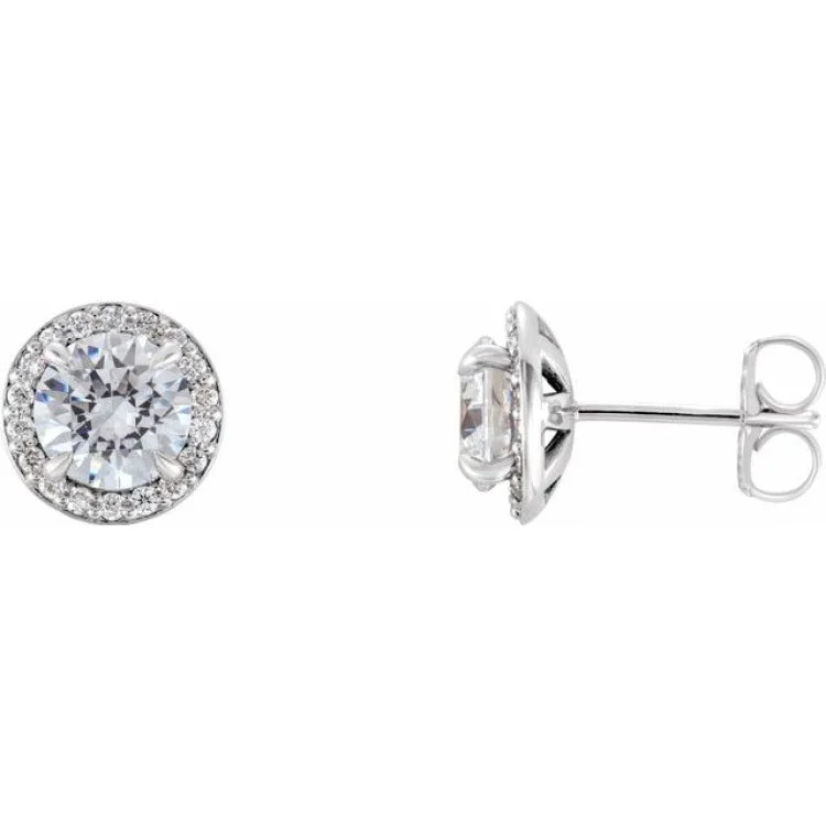 Classic hoop earrings with gemstone accents -Platinum 3/8 CTW Natural Diamond Halo-Style Earrings