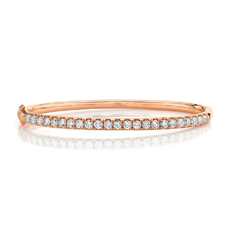 Luxury bangle bracelets-14K Rose Gold Diamond Bangle