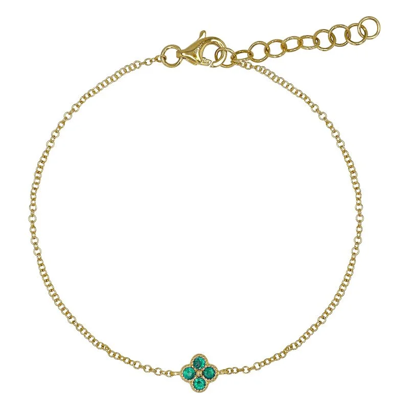 Party bracelets-14K Yellow Gold Emerald Clover Bracelet