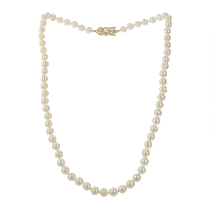 Elegant rose gold necklaces for romantic style -Mikimoto 18-Inch Akoya Pearl Necklace with 18K Gold