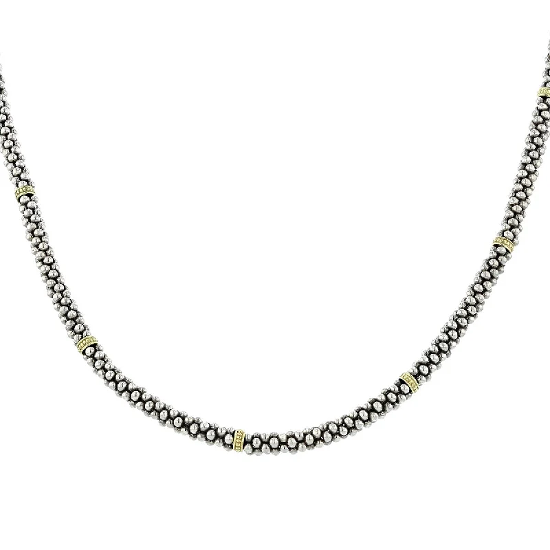 Chunky chain necklaces for bold fashion -Lagos Sterling Silver Caviar 18-Inch Necklace