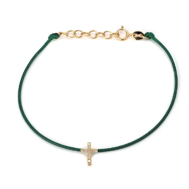 Rope-style bracelets-14k Yellow Gold Cross Cord Bracelet