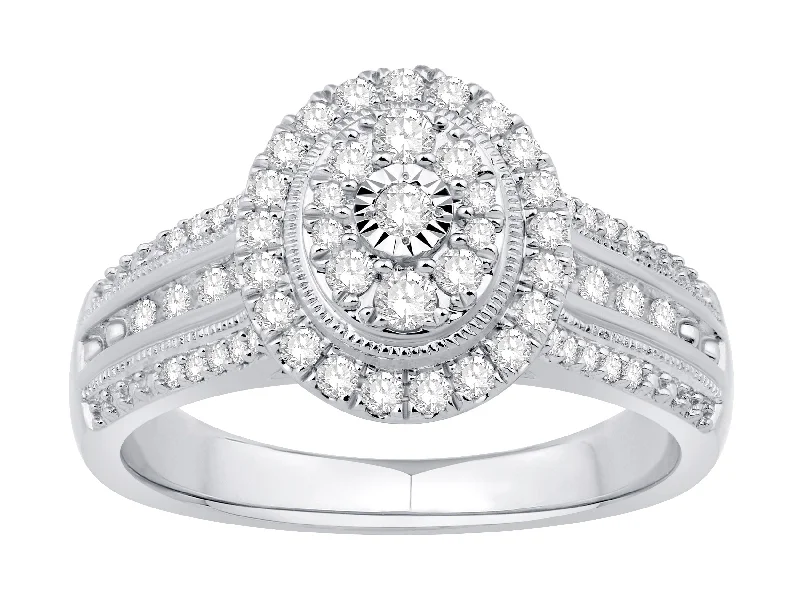 Elegant gemstone rings for glamorous style -10K White Gold Diamond Engagement Ring (.52ctw)