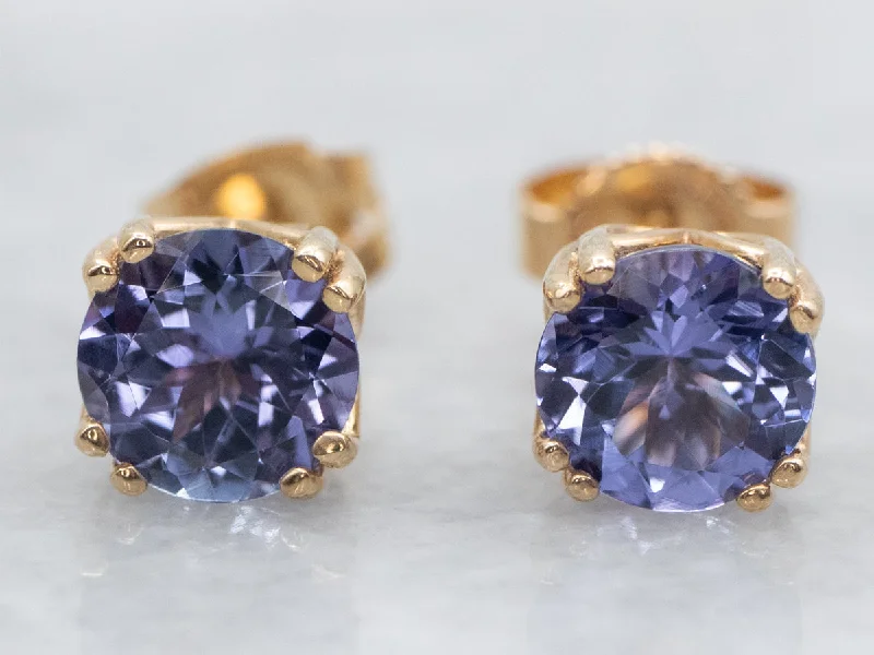 Personalized name earrings for gifts -Vibrant Tanzanite Stud Earrings