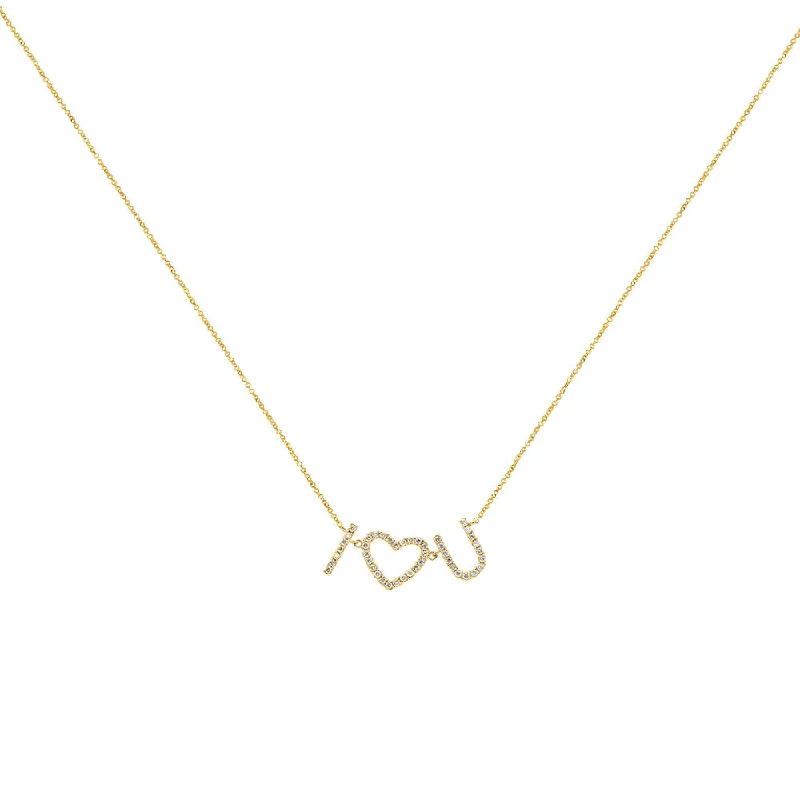 Custom initial necklaces for a personalized touch -18 Karat Yellow Gold I HEART U diamond necklace