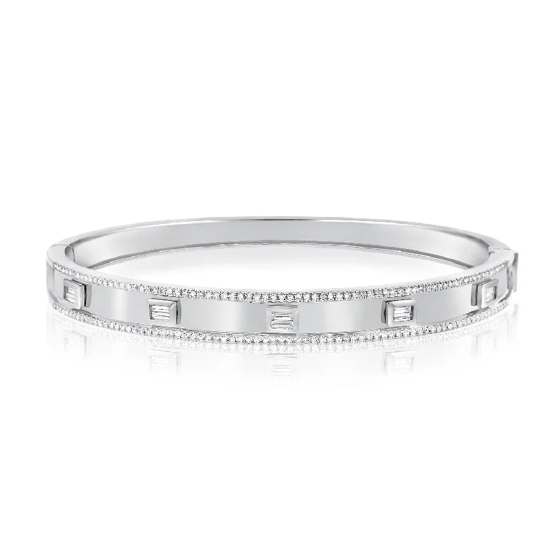 Adjustable bracelets-14K White Gold Diamond Hinged Bangle