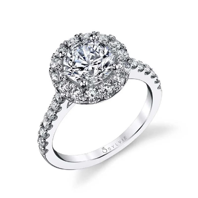 Custom signet rings for classic elegance -Sylvie Classic Round Halo Engagement Ring S1199-RB