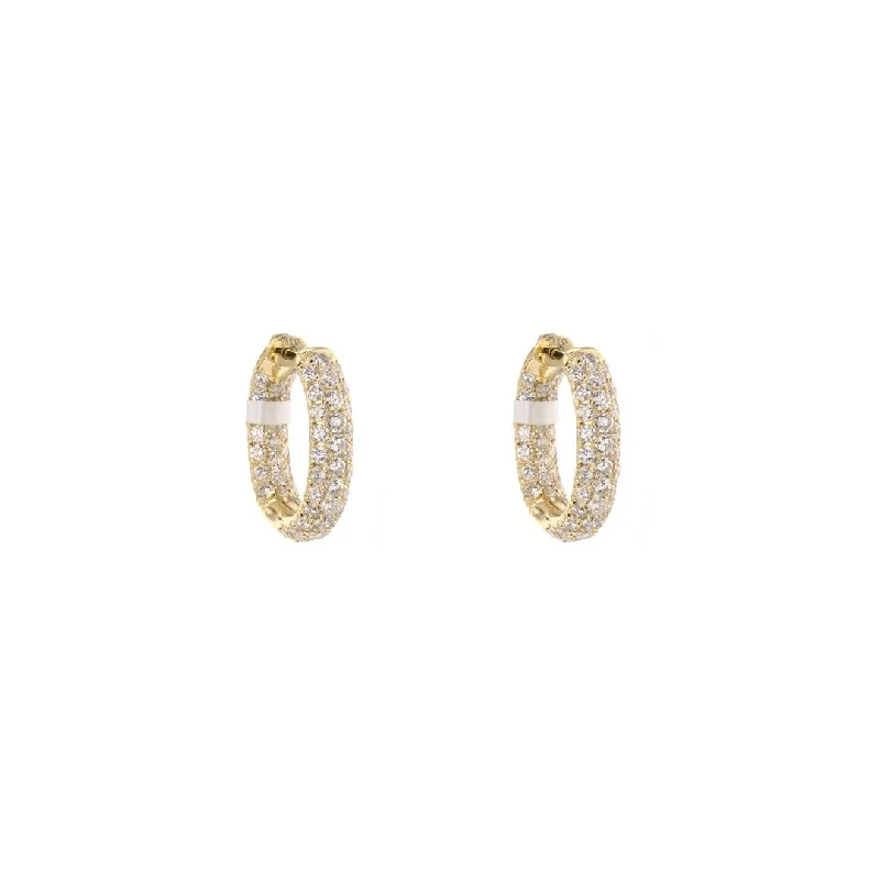 Elegant gold earrings with crystal stones -3.05 ctw Diamond Inside-Out Hoop Earrings