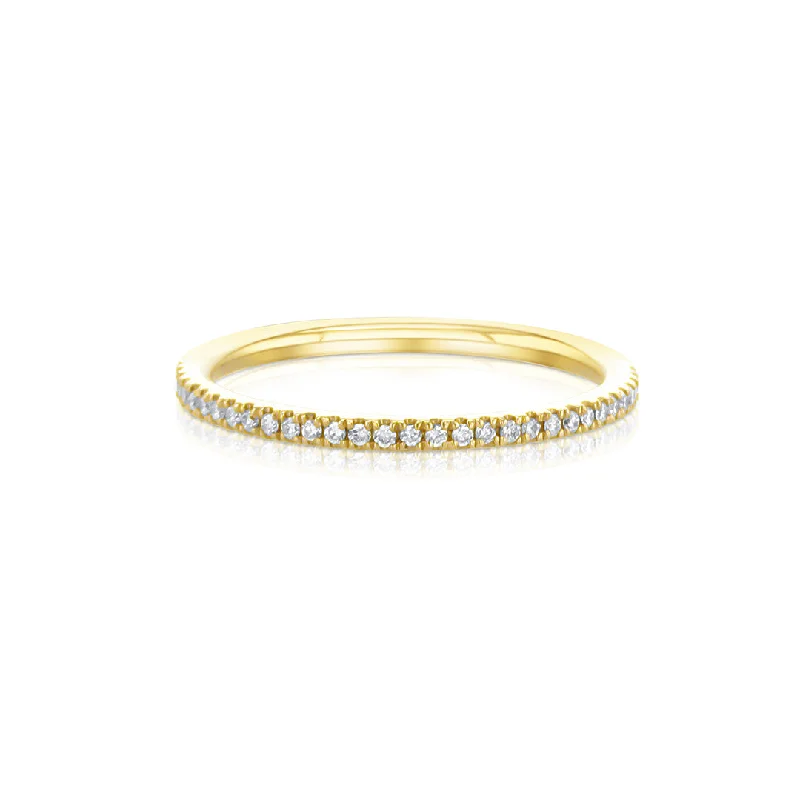 Bold fashion rings with oversized designs -0.21 Cttw Round Diamond 18K Yellow Gold Band