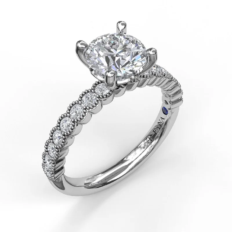 Bold signet rings for strong fashion statements -Fana Diamond Engagement Ring with a Delicate Milgrain Edge 3037