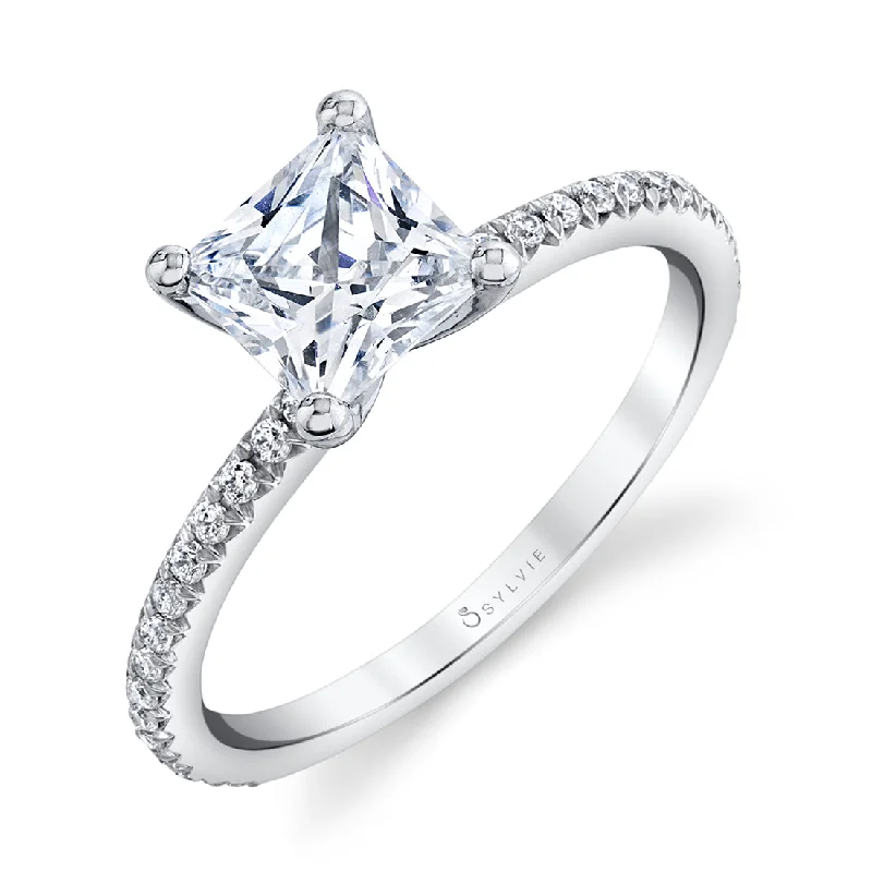 Custom-designed stacking rings for chic style -Sylvie Princess Cut Engagement Ring S1093 - PR