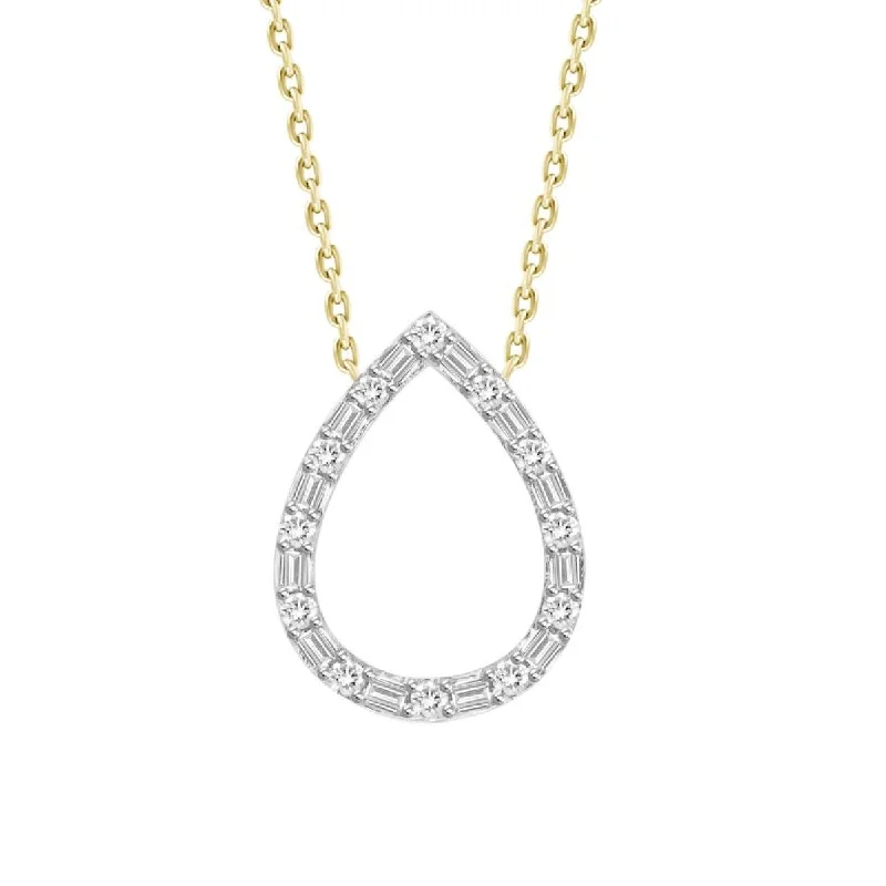 Simple silver bar necklaces for understated elegance -Yellow Gold Pear Diamond Necklace