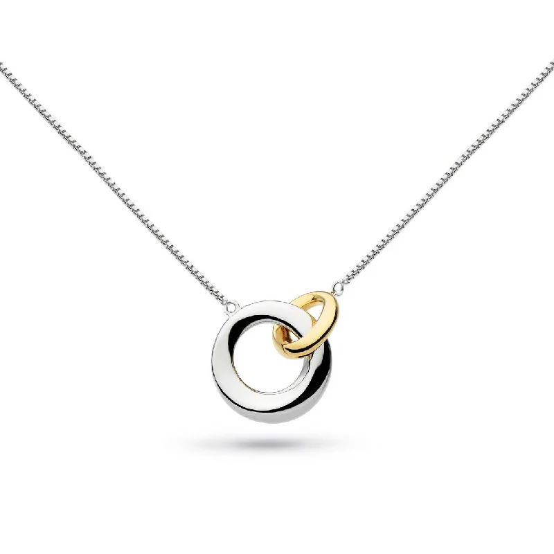 Custom-designed necklaces for special occasions -Two Tone Bevel Cirque Link Necklace, Sterling and Gold Plating