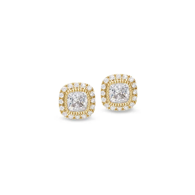 Gold hoop earrings for classic style -Gold Finish Sterling Silver Micropave Simulated Diamond Earrings with Simulated Diamonds