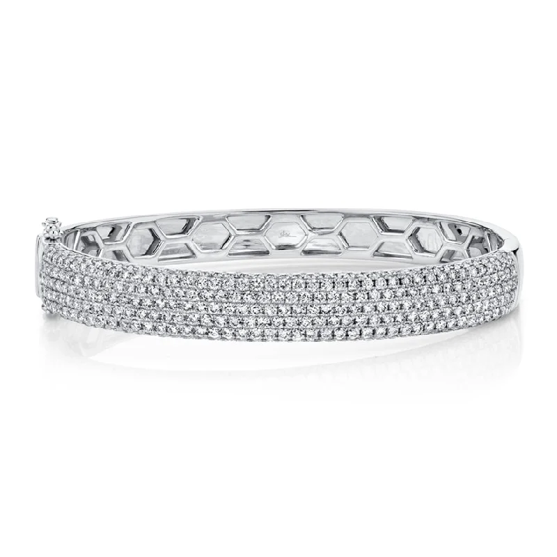 Ethnic bracelets-14K White Gold Diamond Pave Thick Bangle