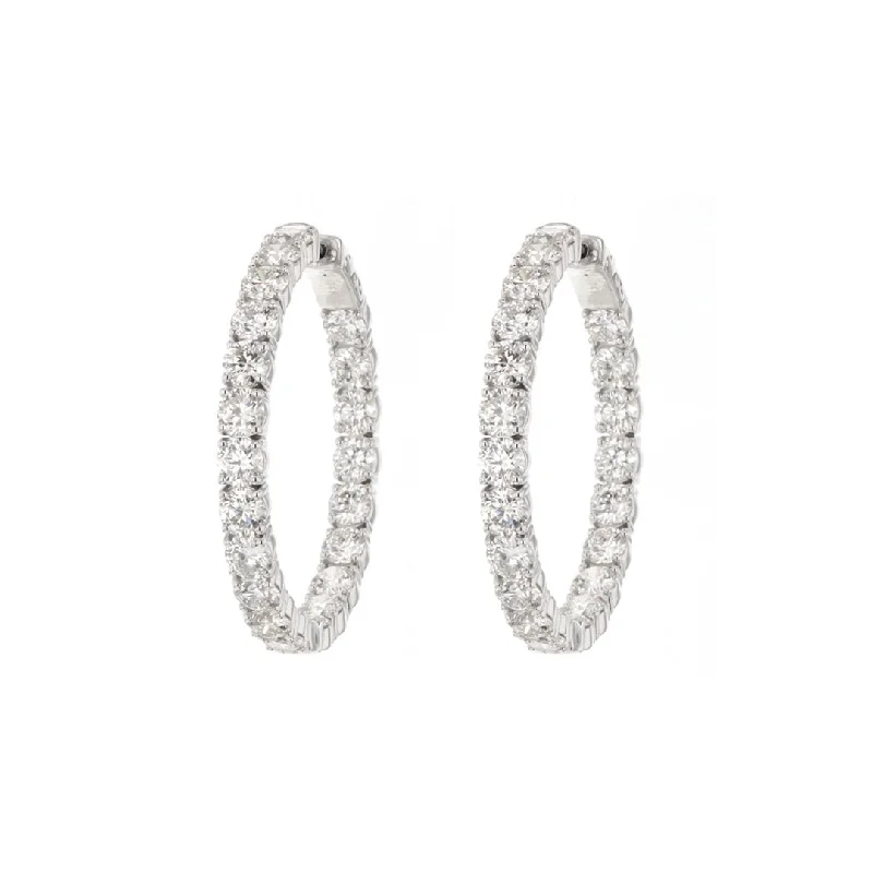 Luxury earrings with diamonds and emeralds -12.78 ctw Diamond 1.50" Inside-Out Hoop Earrings