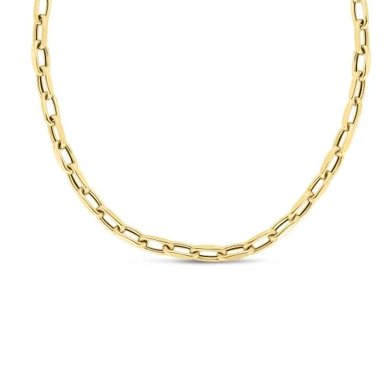 Bohemian-style necklaces with turquoise stones -Bold Paperclip Link Necklace, 18 Inches, 14K Yellow Gold