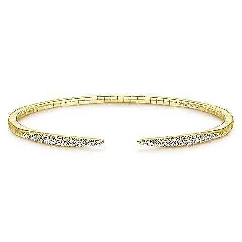 Interchangeable bracelets-14K Yellow Gold Split Diamond Spike Bangle