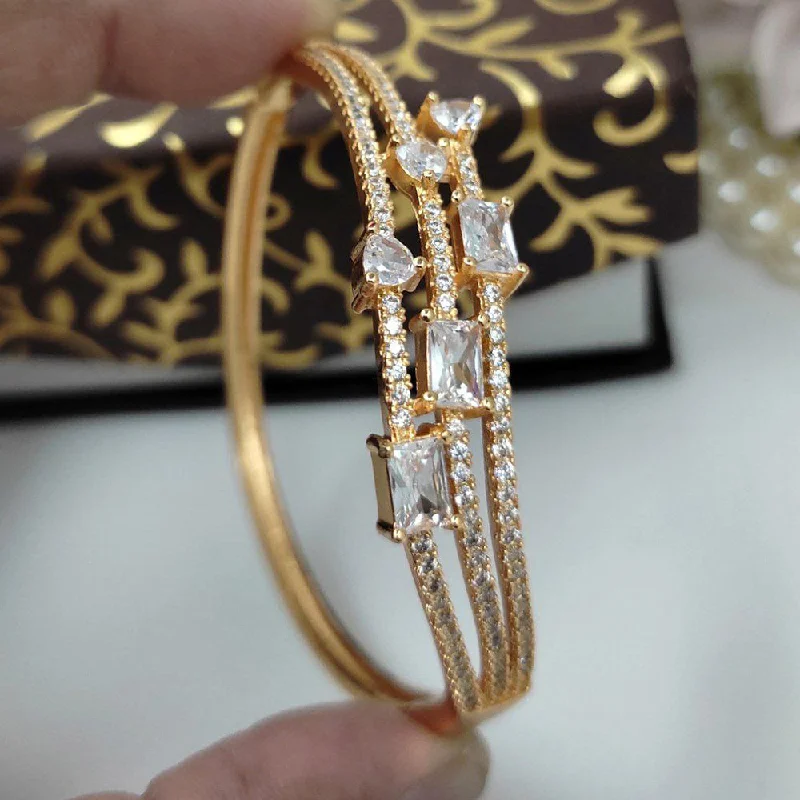 Custom-designed silver bangles for unique flair -Aamrapali Gold Plated American Diamond Bangle