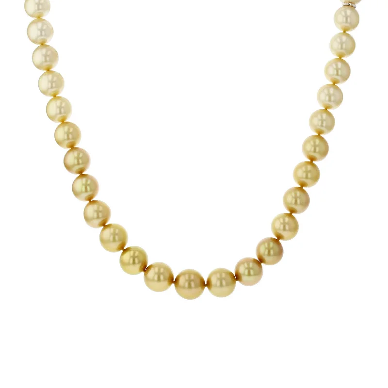 Colorful beaded statement necklaces for lively looks -Golden and White South Sea Cultured Pearl Necklace