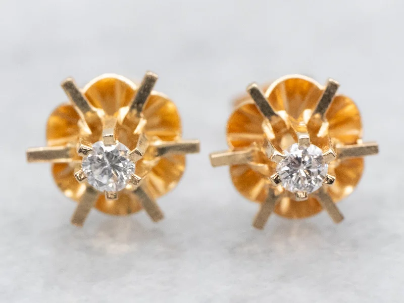 Stylish clip-on earrings for non-pierced ears -Buttercup Set Diamond Stud Earrings