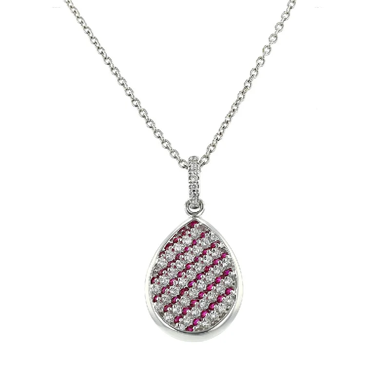 Fashionable statement necklaces for evening wear -Miiori Diamond and Ruby Pendant Necklace