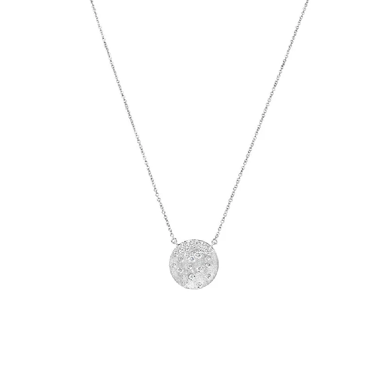 Simple choker necklaces for minimalist looks -14 Karat White Gold Confetti Disc necklace Flush set diamonds