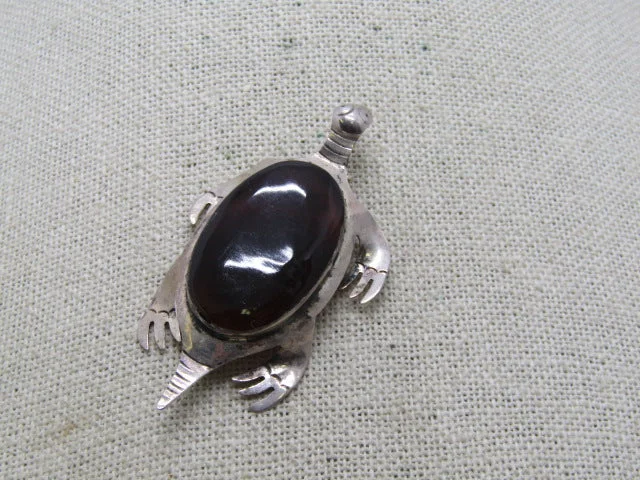 Brooch for special occasions-Vintage Sterling Taxco Turtle Brooch, Brown Tortoiseshell, 2.25", Mexico, 1970's