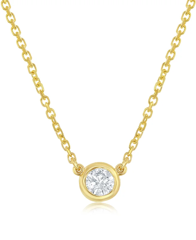 Fashionable crystal chain necklaces for everyday wear -14K Yellow Gold Bezel-Set Diamond Solitaire Necklace - 1/7ct, G-H, SI1-SI2