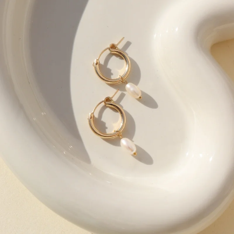 Trendy ear cuffs for bold fashion statements -Classic Hoops with Pearl