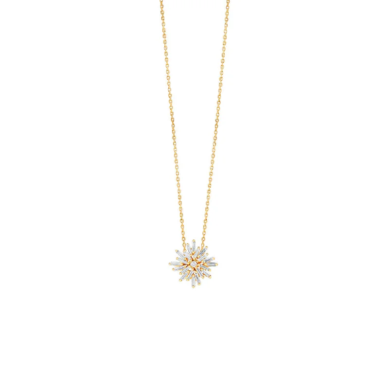 Elegant chandelier necklaces for special occasions -18 Karat Yellow Gold mini star pendant with Baguette and White Diamonds