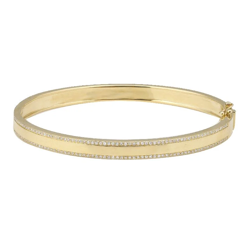 Geometric bracelets-14k Yellow Gold Turqouise Enamel & Diamond Double Sided Bangle Bracelet