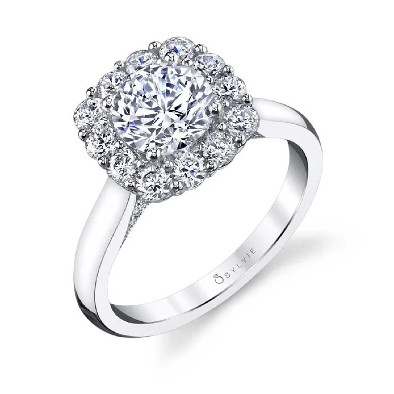 Elegant wedding rings with subtle diamond details -Sylvie Modern Halo Engagement Ring S1532