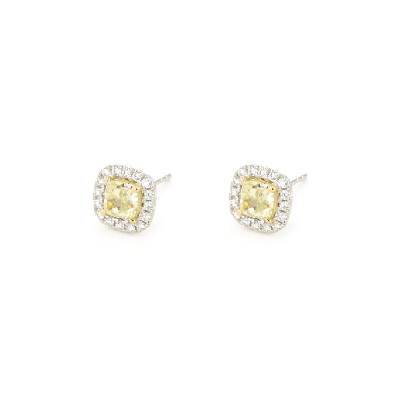 Silver hoop earrings with gemstone accents -Yellow Diamond & White Diamond Earrings | M10268908